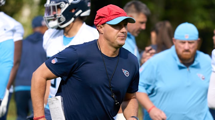 Craig Aukerman special teams coach during Tennessee Titans practice session at The Grove, Watford for their NFL London game last season.