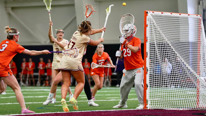 Boston College women's lacrosse midfielder Kylee Colbert against Clemson. Boston College women's lacrosse midfielder Kylee Colbert against Clemson.