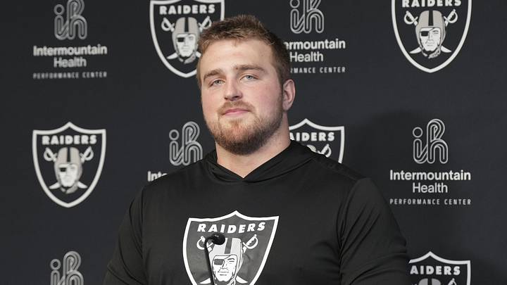 May 2, 2026; Henderson, NV, USA; Las Vegas Raiders guard Trey Zuhn II (66) speaks during a news conference at the team’s Rookie Minicamp at Intermountain Health Performance Center. Mandatory Credit: Candice Ward-Imagn Images May 2, 2026; Henderson, NV, USA; Las Vegas Raiders guard Trey Zuhn II (66) speaks during a news conference at the team’s Rookie Minicamp at Intermountain Health Performance Center. Mandatory Credit: Candice Ward-Imagn Images