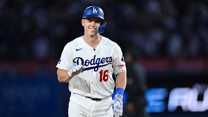 Apr 24, 2026; Los Angeles, California, USA; Los Angeles Dodgers catcher Will Smith (16) rounds the bases after hitting a three run home run during the third inning against the Chicago Cubs at Dodger Stadium. Mandatory Credit: William Liang-Imagn Images
