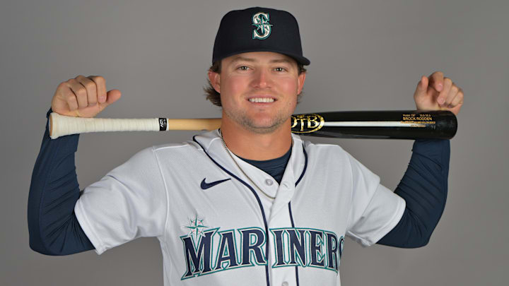 Seattle Mariners second baseman Brock Rodden (90) during spring training photo day in Peoria, AZ. Seattle Mariners second baseman Brock Rodden (90) during spring training photo day in Peoria, AZ.