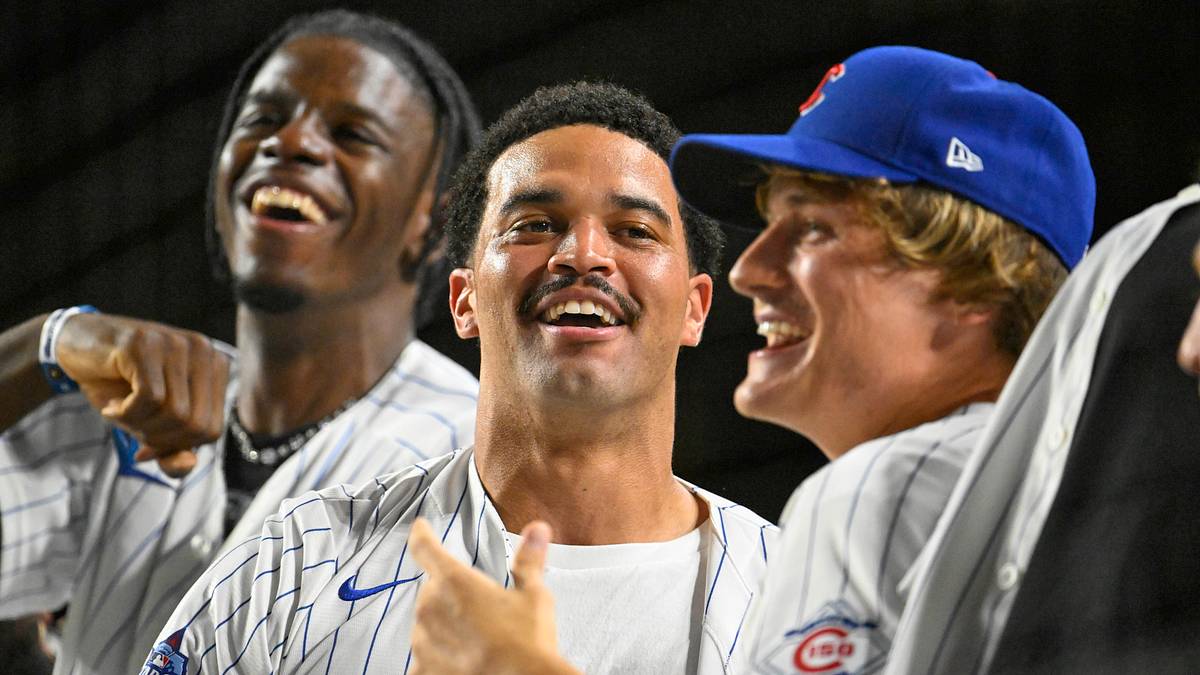 Caleb Williams attending the Chicago Cubs game at Wrigley Field during the week his new mustache became a Bears talking point