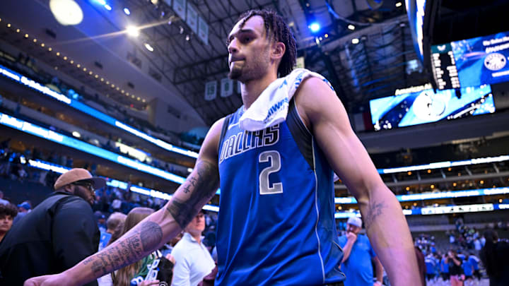 Nov 5, 2023; Dallas, Texas, USA; Dallas Mavericks center Dereck Lively II (2) walks off the court