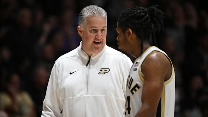 Purdue Boilermakers head coach Matt Painter shares a moment with guard Gicarri Harris Purdue Boilermakers head coach Matt Painter shares a moment with guard Gicarri Harris