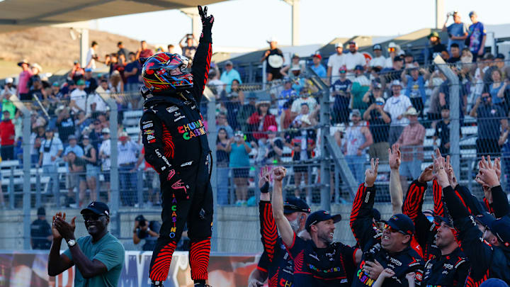 Tyler Reddick scored his third consecutive win to start the 2026 NASCAR Cup Series season in Sunday's race at Circuit of the Americas, much to the delight of Michael Jordan and his team members. Tyler Reddick scored his third consecutive win to start the 2026 NASCAR Cup Series season in Sunday's race at Circuit of the Americas, much to the delight of Michael Jordan and his team members.