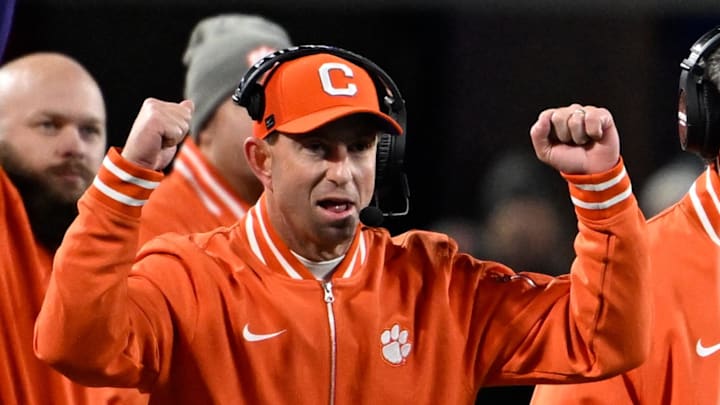 Dec 7, 2024; Charlotte, NC, USA; Clemson Tigers head coach Dabo Swinney during the second quarter against the Southern Methodist Mustangs in the 2024 ACC Championship game at Bank of America Stadium. 