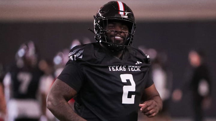Texas Tech's Lee Hunter goes through a drill during spring football practice, Monday, March 10, 2025, at the Womble Football Center.