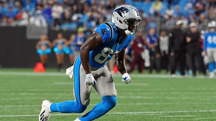 Carolina Panthers wide receiver David Moore (83) runs on the field during the first half against the Houston Texans Carolina Panthers wide receiver David Moore (83) runs on the field during the first half against the Houston Texans