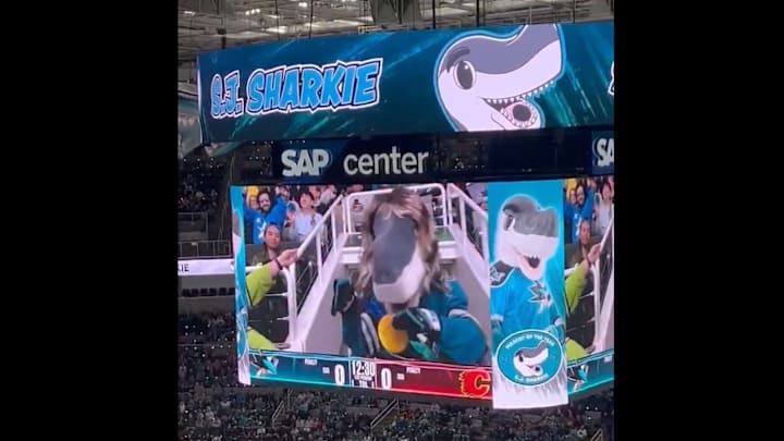 The mascot showed off its look during the Sharks' game vs. the Calgary Flames on Thursday.