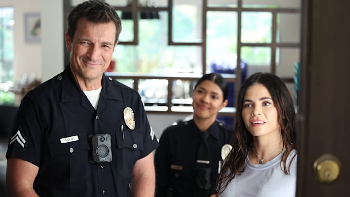 THE ROOKIE - ÒStrike BackÓ - In the aftermath of the assaults in the explosive season five finale, the team must now try to understand why they were targeted and if there is a bigger plan in place. Meanwhile, Nolan must survive his last shift before his wedding to Bailey. TUESDAY, FEB. 20 (9:00-10:00 p.m. EST), on ABC. (Disney/Raymond Liu)
NATHAN FILLION, LISSETH CHAVEZ, JENNA DEWAN
