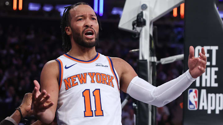 Nov 12, 2025; New York, New York, USA; New York Knicks guard Jalen Brunson (11) reacts after getting called for a foul in the first quarter against the Orlando Magic at Madison Square Garden. Mandatory Credit: Wendell Cruz-Imagn Images Nov 12, 2025; New York, New York, USA; New York Knicks guard Jalen Brunson (11) reacts after getting called for a foul in the first quarter against the Orlando Magic at Madison Square Garden. Mandatory Credit: Wendell Cruz-Imagn Images
