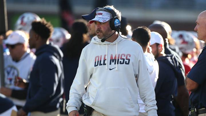 Oct 17, 2026; Oxford, Mississippi, USA;  Mississippi Rebels head coach Pete Golding looks on during the second half against the Missouri Tigers at Vaught-Hemingway Stadium.  Mandatory Credit: Petre Thomas-Imagn Images
