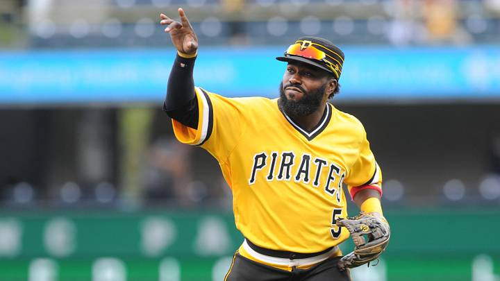 Sep 23, 2018; Pittsburgh, PA, USA; Pittsburgh Pirates second baseman Josh Harrison (5) acknowledges the crowd in the seventh inning against the Milwaukee Brewers at PNC Park. Mandatory Credit: Philip G. Pavely-USA TODAY Sports Sep 23, 2018; Pittsburgh, PA, USA; Pittsburgh Pirates second baseman Josh Harrison (5) acknowledges the crowd in the seventh inning against the Milwaukee Brewers at PNC Park. Mandatory Credit: Philip G. Pavely-USA TODAY Sports
