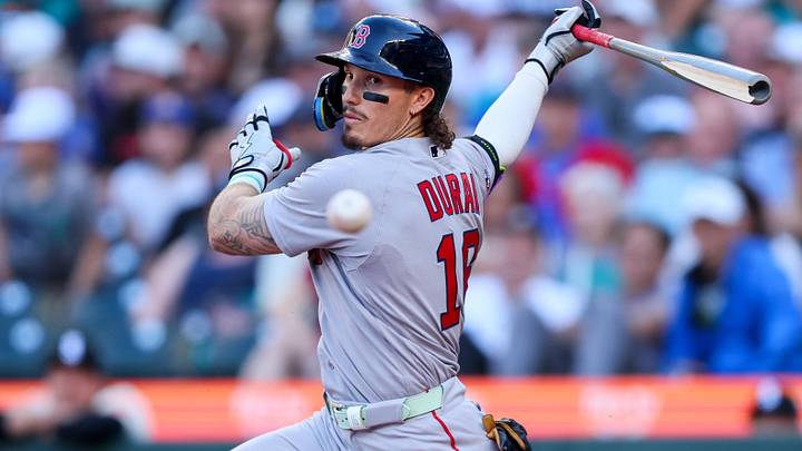Jun 19, 2026; Seattle, Washington, USA; Boston Red Sox outfielder Jarren Duran (16) hits a foul in the second inning against the Seattle Mariners at T-Mobile Park. Mandatory Credit: Kevin Ng-Imagn Images Jun 19, 2026; Seattle, Washington, USA; Boston Red Sox outfielder Jarren Duran (16) hits a foul in the second inning against the Seattle Mariners at T-Mobile Park. Mandatory Credit: Kevin Ng-Imagn Images
