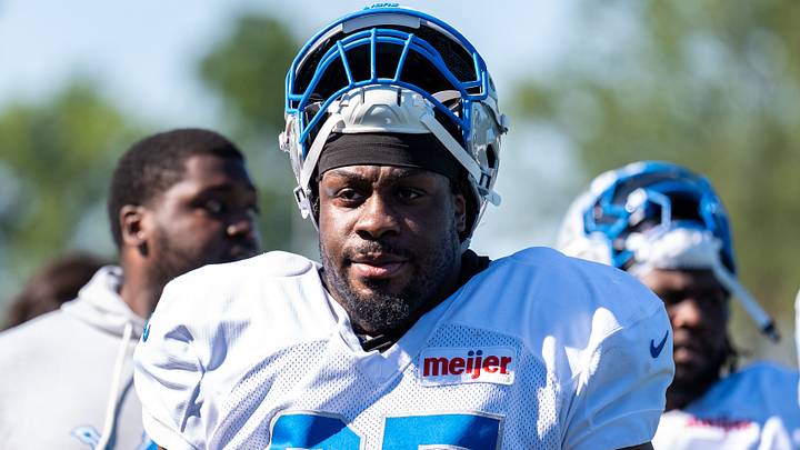 Detroit Lions defensive lineman Levi Onwuzurike (95) walks off the field following training camp Detroit Lions defensive lineman Levi Onwuzurike (95) walks off the field following training camp