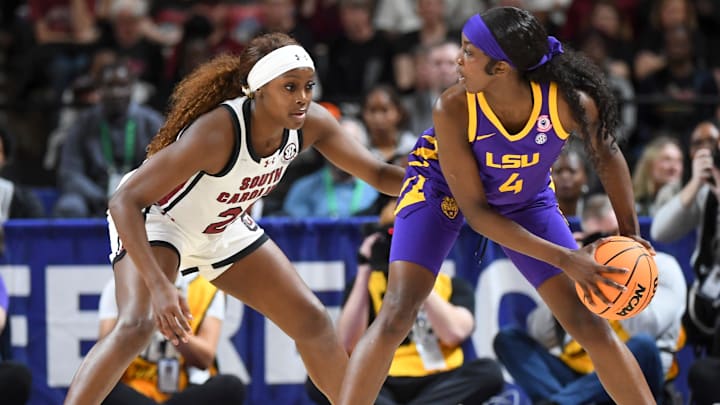 Both Raven Johnson of South Carolina (left) and Flau'jae Johnson of LSU are looking for another title to close out their college careers. 