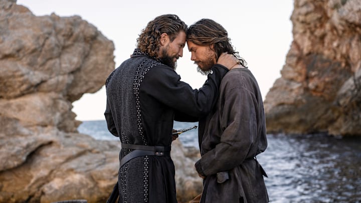 Vikings Valhalla. (L to R) Leo Suter as Harald Sigurdsson, Sam Corlett as Leif Eriksson in episode 303 of Vikings Valhalla. Cr. Bernard Walsh/Netflix © 2024