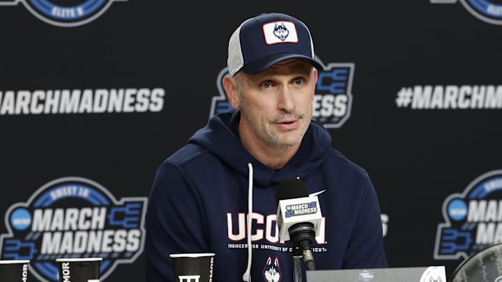 Mar 26, 2026; Washington, DC, USA; UConn Huskies head coach Dan Hurley speaks with the media during a press conference ahead of the east regional of the men's 2026 NCAA Tournament at Capital One Arena. Mandatory Credit: Geoff Burke-Imagn Images Mar 26, 2026; Washington, DC, USA; UConn Huskies head coach Dan Hurley speaks with the media during a press conference ahead of the east regional of the men's 2026 NCAA Tournament at Capital One Arena. Mandatory Credit: Geoff Burke-Imagn Images