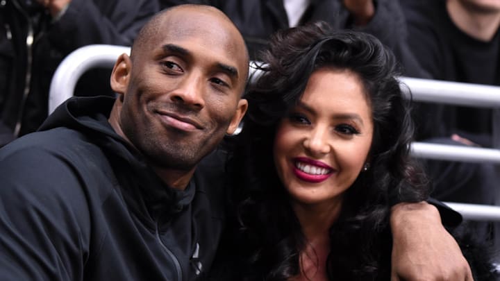 The late Los Angeles Lakers guard Kobe Bryant (left) and wife Vanessa Bryant attend an NHL game between the Washington Capitals and the Los Angeles Kings at Staples Center.