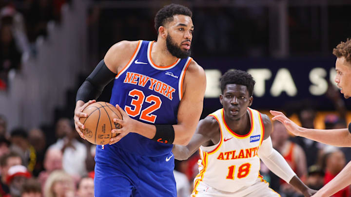 Knicks center Karl-Anthony Towns looks to make a play during the postseason.