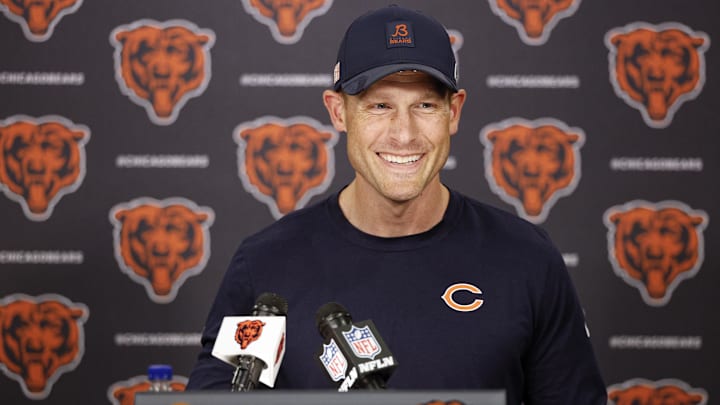 Chicago Bears head coach Ben Johnson speaks during minicamp at Halas Hall.