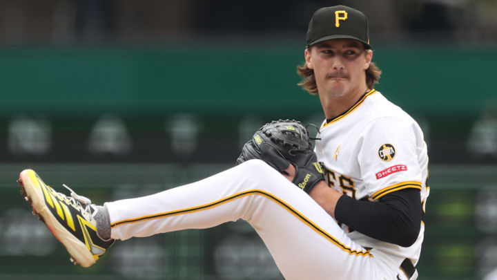 Sep 7, 2025; Pittsburgh, Pennsylvania, USA;  Pittsburgh Pirates starting pitcher Bubba Chandler (57) delivers a pitch against the Milwaukee Brewers during the first inning at PNC Park. Mandatory Credit: Charles LeClaire-Imagn Images