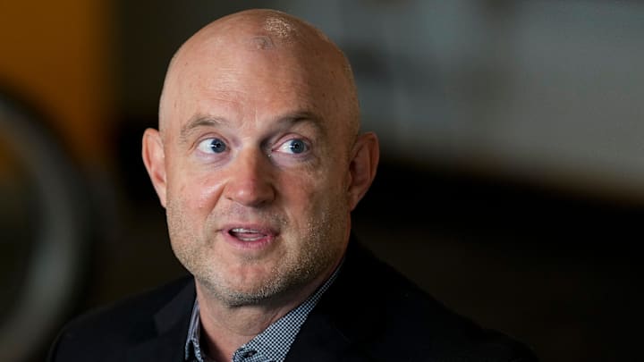 Cincinnati Bengals director of player personnel, Duke Tobin, speaks during the annual Cincinnati Bengals media day event at Paycor Stadium in downtown Cincinnati on Monday, July 21, 2025. Cincinnati Bengals director of player personnel, Duke Tobin, speaks during the annual Cincinnati Bengals media day event at Paycor Stadium in downtown Cincinnati on Monday, July 21, 2025.