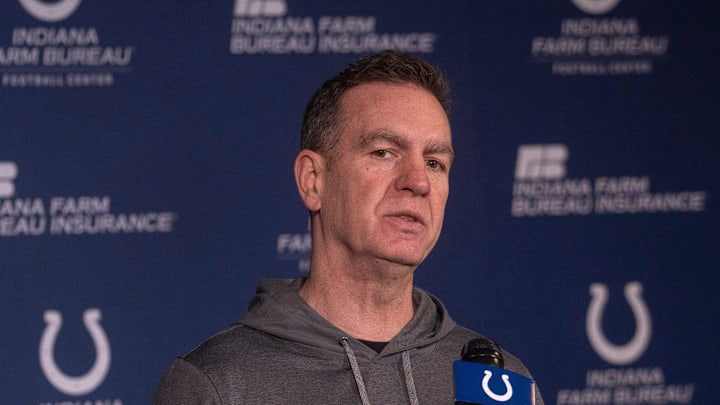 Indianapolis Colts defensive coordinator Lou Anarumo speaks during a press conference Indianapolis Colts defensive coordinator Lou Anarumo speaks during a press conference
