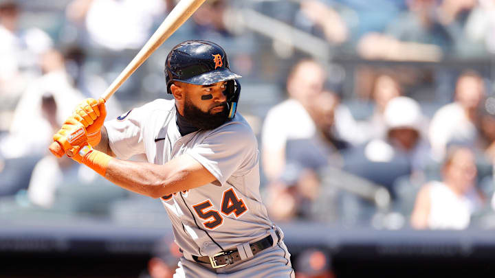 Former Detroit Tigers outfielder Derek Hill awaits a pitch during an at-bat. 