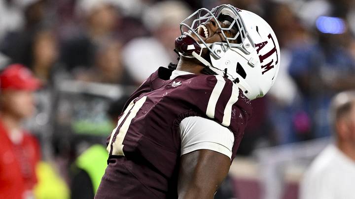 Oct 11, 2025; College Station, Texas, USA; Texas A&M Aggies defensive tackle Tyler Onyedim (11) reacts during the fourth quarter against the Florida Gators at Kyle Field. Mandatory Credit: Maria Lysaker-Imagn Images Oct 11, 2025; College Station, Texas, USA; Texas A&M Aggies defensive tackle Tyler Onyedim (11) reacts during the fourth quarter against the Florida Gators at Kyle Field. Mandatory Credit: Maria Lysaker-Imagn Images