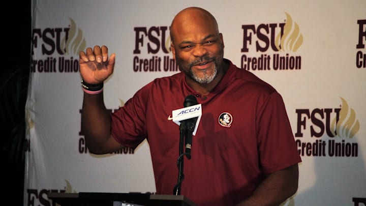 FSU wide receivers coach Ron Dugans at the FSU National Signing Day Party on Feb. 5, 2020.
Img 4502 FSU wide receivers coach Ron Dugans at the FSU National Signing Day Party on Feb. 5, 2020.
Img 4502