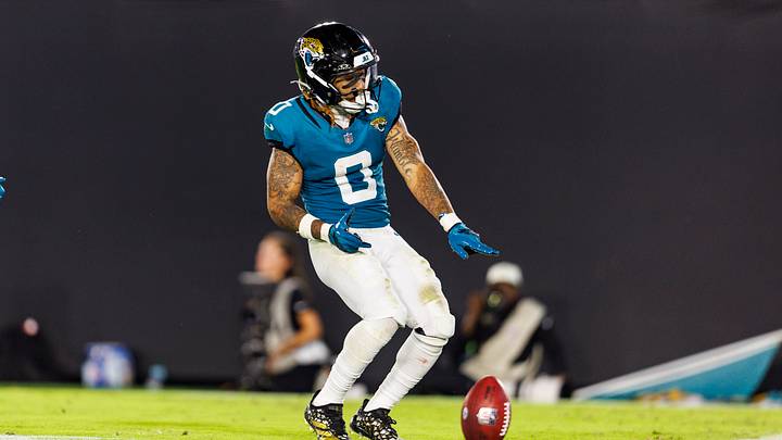 Aug 28, 2026; Jacksonville, Florida, USA; Jacksonville Jaguars wide receiver Michael Wortham (0) celebrates a punt return touchdown against the Tampa Bay Buccaneers during the fourth quarter at EverBank Stadium. Mandatory Credit: Morgan Tencza-Imagn Images Aug 28, 2026; Jacksonville, Florida, USA; Jacksonville Jaguars wide receiver Michael Wortham (0) celebrates a punt return touchdown against the Tampa Bay Buccaneers during the fourth quarter at EverBank Stadium. Mandatory Credit: Morgan Tencza-Imagn Images