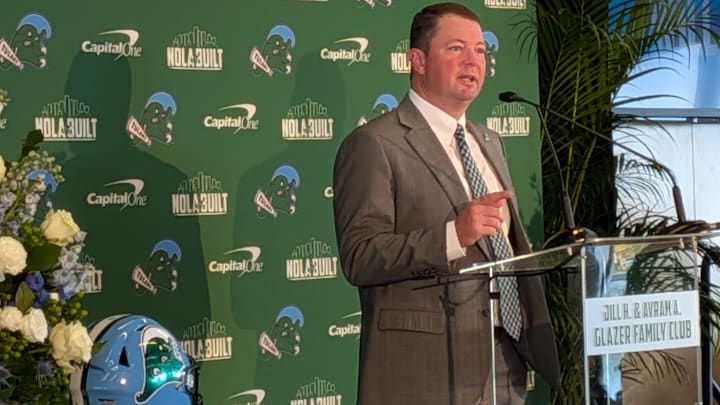 Will Hall speaks to fans the media at Introduction as Head Coach