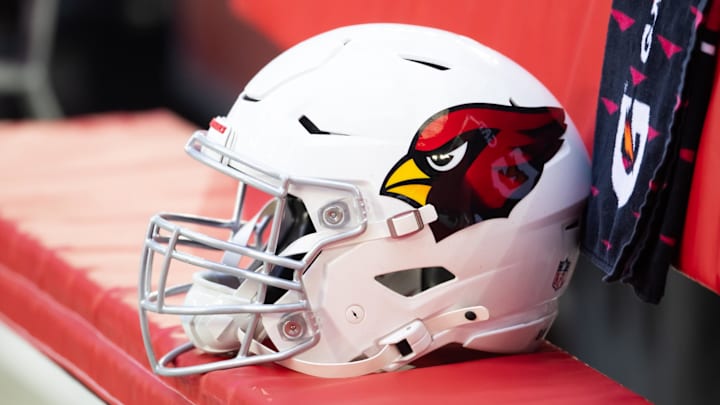 Jan 5, 2025; Glendale, Arizona, USA; Detailed view of an Arizona Cardinals helmet at State Farm Stadium. Mandatory Credit: Mark J. Rebilas-Imagn Images Jan 5, 2025; Glendale, Arizona, USA; Detailed view of an Arizona Cardinals helmet at State Farm Stadium. Mandatory Credit: Mark J. Rebilas-Imagn Images