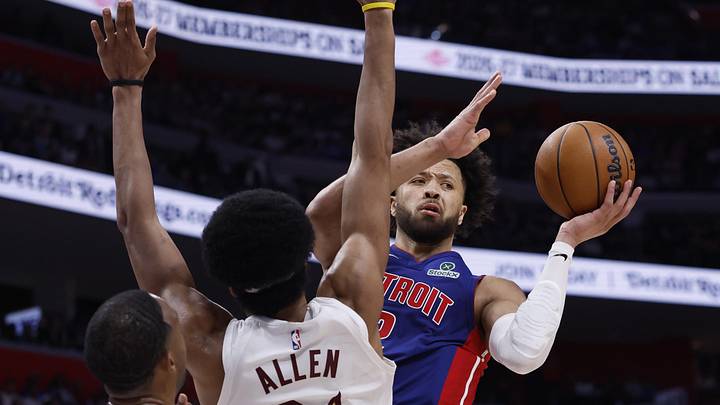 May 17, 2026; Detroit, Michigan, USA; Detroit Pistons guard Cade Cunningham (2) is defended by Cleveland Cavaliers center Jarrett Allen (31) in the second half during game seven of the second round of the 2026 NBA Playoffs at Little Caesars Arena. Mandatory Credit: Rick Osentoski-Imagn Images May 17, 2026; Detroit, Michigan, USA; Detroit Pistons guard Cade Cunningham (2) is defended by Cleveland Cavaliers center Jarrett Allen (31) in the second half during game seven of the second round of the 2026 NBA Playoffs at Little Caesars Arena. Mandatory Credit: Rick Osentoski-Imagn Images