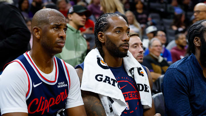 Los Angeles Clippers guard Chris Paul (3) and forward Kawhi Leonard (2) against the Sacramento Kings at Golden 1 Center. Los Angeles Clippers guard Chris Paul (3) and forward Kawhi Leonard (2) against the Sacramento Kings at Golden 1 Center.