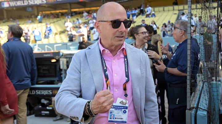 Oct 25, 2024; Los Angeles, California, USA; New York Yankees general manager Brian Cashman before game one against the Los Angeles Dodgers the 2024 MLB World Series at Dodger Stadium. Mandatory Credit: Jayne Kamin-Oncea-Imagn Images Oct 25, 2024; Los Angeles, California, USA; New York Yankees general manager Brian Cashman before game one against the Los Angeles Dodgers the 2024 MLB World Series at Dodger Stadium. Mandatory Credit: Jayne Kamin-Oncea-Imagn Images