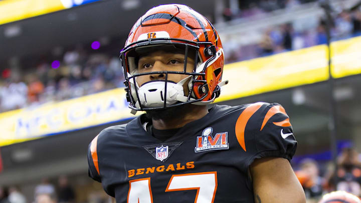 Feb 13, 2022; Inglewood, CA, USA; Cincinnati Bengals linebacker Keandre Jones (47) against the Los