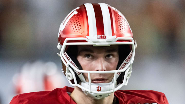 Jan 19, 2026; Miami Gardens, FL, USA; Indiana Hoosiers quarterback Fernando Mendoza (15) against the Miami Hurricanes in the College Football Playoff National Championship game at Hard Rock Stadium. Mandatory Credit: Mark J. Rebilas-Imagn Images