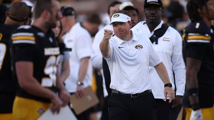Oct 3, 2026; Columbia, Missouri, USA; Missouri Tigers head coach Eliah Drinkwitz reacts from the sideline in the fourth quarter against the Florida Gators at Faurot Field at Memorial Stadium. Mandatory Credit: William Purnell-Imagn Images Oct 3, 2026; Columbia, Missouri, USA; Missouri Tigers head coach Eliah Drinkwitz reacts from the sideline in the fourth quarter against the Florida Gators at Faurot Field at Memorial Stadium. Mandatory Credit: William Purnell-Imagn Images