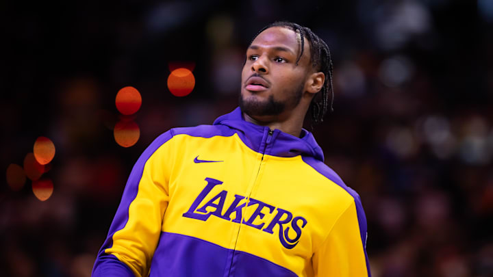 Oct 28, 2024; Phoenix, Arizona, USA; Los Angeles Lakers guard Bronny James against the Phoenix Suns at Footprint Center. Oct 28, 2024; Phoenix, Arizona, USA; Los Angeles Lakers guard Bronny James against the Phoenix Suns at Footprint Center.