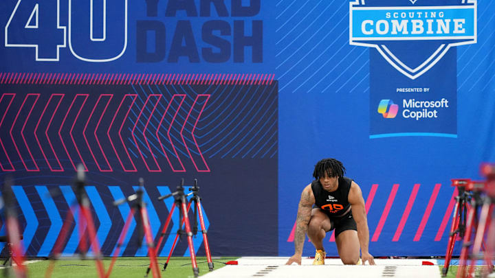 North Carolina running back Omarion Hampton during the 2025 NFL Combine.