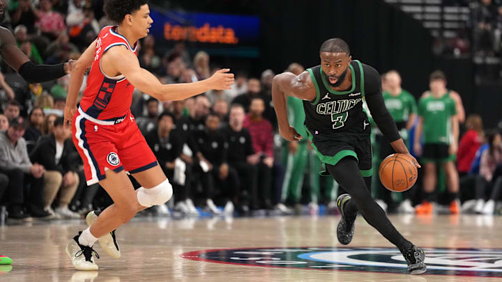 Jaylen Brown drives on Clippers defender Kobe Sanders Jaylen Brown drives on Clippers defender Kobe Sanders