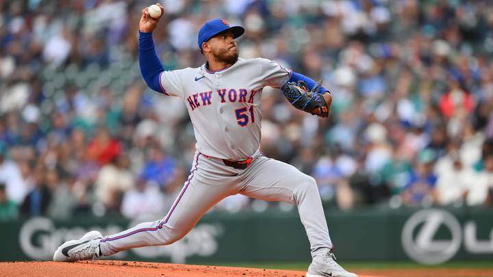 Jun 3, 2026; Seattle, Washington, USA; New York Mets starting pitcher Freddy Peralta (51) pitches to the Seattle Mariners during the first inning at T-Mobile Park. Mandatory Credit: Steven Bisig-Imagn Images Jun 3, 2026; Seattle, Washington, USA; New York Mets starting pitcher Freddy Peralta (51) pitches to the Seattle Mariners during the first inning at T-Mobile Park. Mandatory Credit: Steven Bisig-Imagn Images