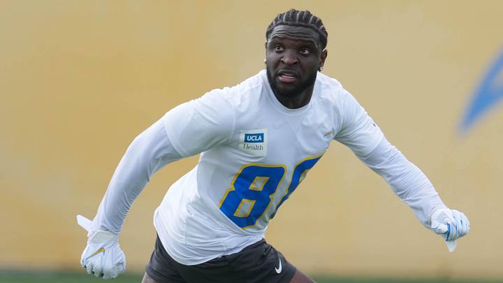 Los Angeles Chargers receiver Jalen Reagor (88) during offseason workouts at The Bolt in 2025.