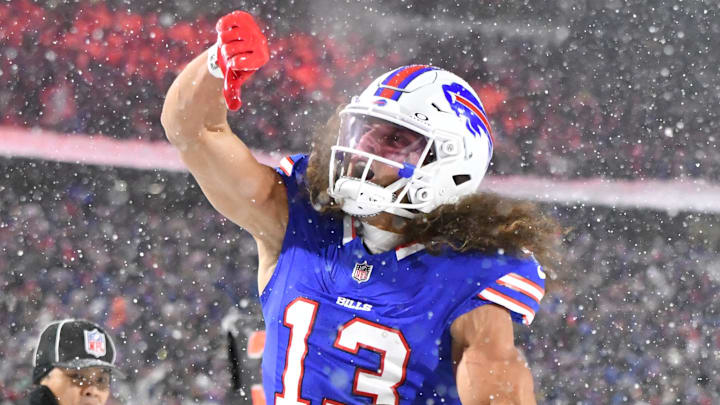 Buffalo Bills wide receiver Mack Hollins reacts to catching a touchdown against the San Francisco 49ers.