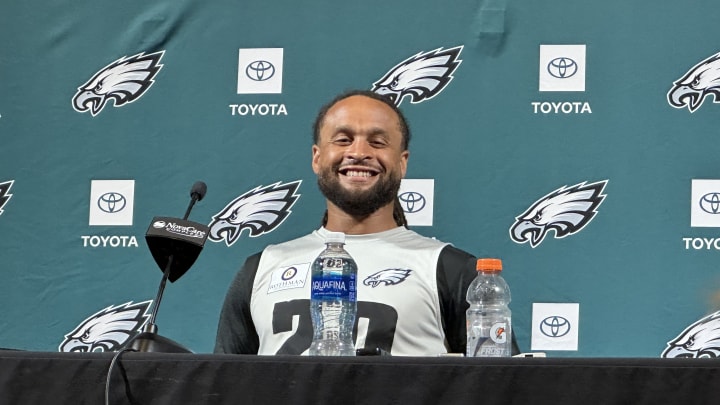 Avonte Maddox meets with the media during the Philadelphia Eagles' minicamp.