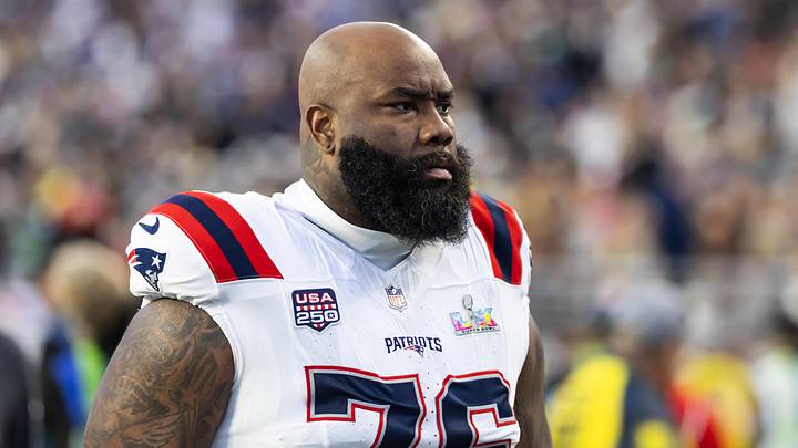 Feb 8, 2026; Santa Clara, CA, USA; New England Patriots offensive tackle Morgan Moses (76) against the Seattle Seahawks during Super Bowl LX at Levi's Stadium. Mandatory Credit: Mark J. Rebilas-Imagn Images Feb 8, 2026; Santa Clara, CA, USA; New England Patriots offensive tackle Morgan Moses (76) against the Seattle Seahawks during Super Bowl LX at Levi's Stadium. Mandatory Credit: Mark J. Rebilas-Imagn Images