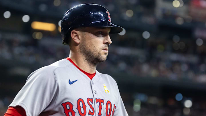 Sep 7, 2025; Phoenix, Arizona, USA; Boston Red Sox third baseman Alex Bregman against the Arizona Diamondbacks at Chase Field. Mandatory Credit: Mark J. Rebilas-Imagn Images
