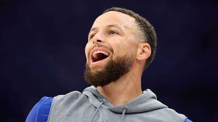 Apr 10, 2026; Sacramento, California, USA; Golden State Warriors guard Stephen Curry (30) reacts during warmups before the game against the Sacramento Kings at Golden 1 Center. Mandatory Credit: Robert Edwards-Imagn Images